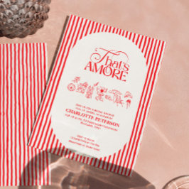 That’s Amore Red stripes Bridal Shower invite 招待状