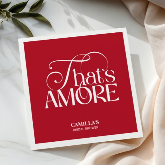 That’s Amore Red typography Bridal Shower napkin スタンダードカクテルナプキン