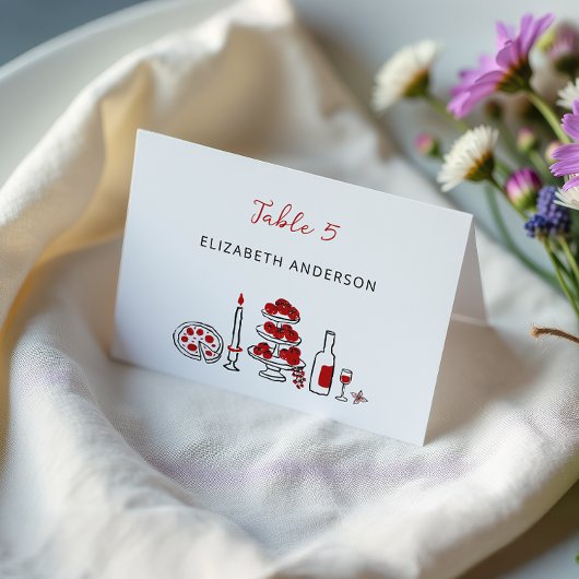 That’s Amore Whimsical Italian Red Place card テーブルナンバー