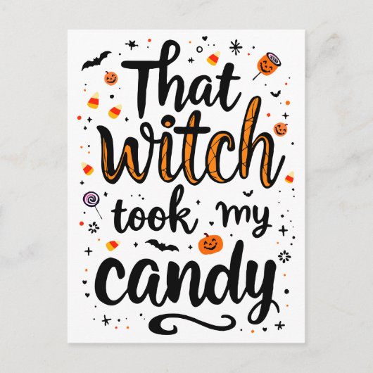 That Witch Took My Candy Typography シーズンポストカード (正面)