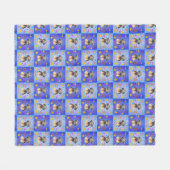Thatch Border Terrier patchwork Pattern フリースブランケット (正面(横))
