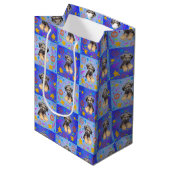 Thatch Border Terrier patchwork Pattern ミディアムペーパーバッグ (正面アングル)