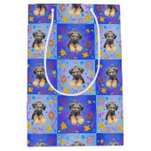 Thatch Border Terrier patchwork Pattern ミディアムペーパーバッグ (正面)