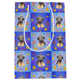 Thatch Border Terrier patchwork Pattern ミディアムペーパーバッグ