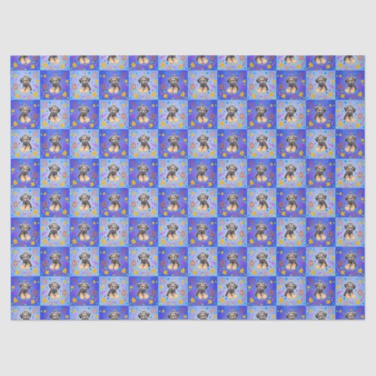Thatch Border Terrier patchwork Pattern 薄葉紙 (正面)