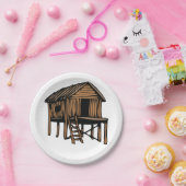 Thatched House Wooden Home Paper Plates ペーパープレート (パーティー)