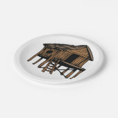 Thatched House Wooden Home Paper Plates ペーパープレート (アングル)