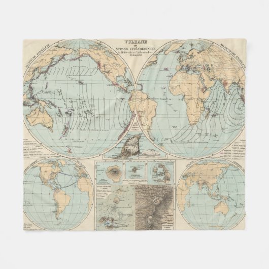 Thatigkeit des Erdinnernの地図書の地図 フリースブランケット (正面(横))