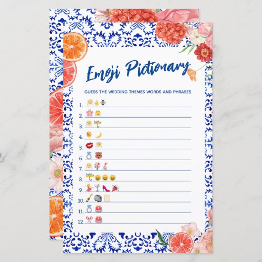 Thats amore絵文字の絵ブライダルシャワーゲーム (正面/裏面)