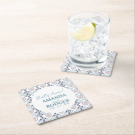 That's Amore イタリアンタイルとハート スクエアペーパーコースター