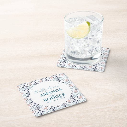 That's Amore イタリアンタイルとハート スクエアペーパーコースター (インサイチュ)