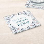 That's Amore イタリアンタイルとハート スクエアペーパーコースター (アングル)