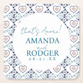 That's Amore イタリアンタイルとハート スクエアペーパーコースター (正面)