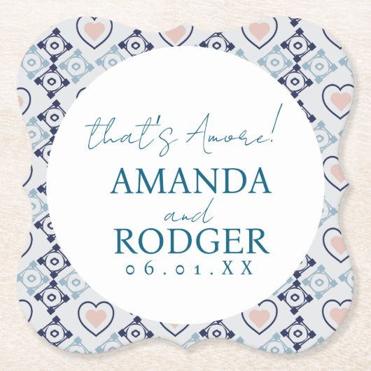 That's Amore イタリアンタイルとハート ペーパーコースター (正面)