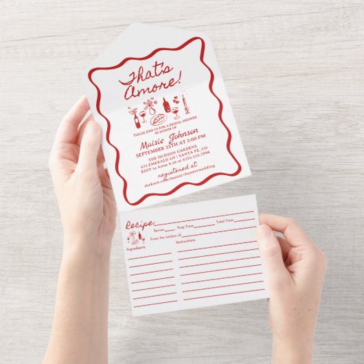 That's Amore イタリアンテーマのブライズシャワー オールインワン招待状 (貼ってはがせる)