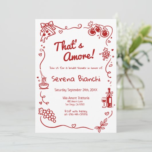 That's Amore イタリアンドゥードル ブライダルシャワー 招待状 (スタンド正面)