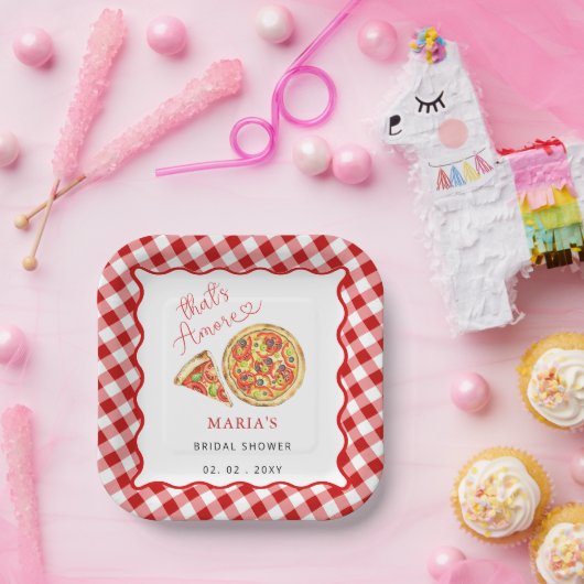 That's Amore イタリアンピザパーティー ブライダルシャワー ペーパープレート (パーティー)