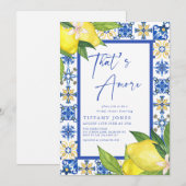 That's Amore イタリアンブルータイル レモン ブライダルシャワー 招待状 (正面/裏面)