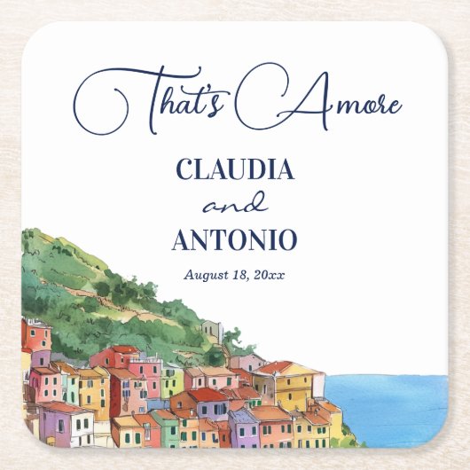 That's Amore イタリアンリビエラ ウェディング スクエアペーパーコースター (正面)