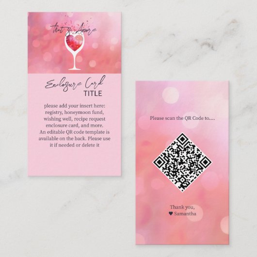 That's Amore イタリアンヴィノー結婚式前の誓い ブライダルシャワー エンクロージャーカード (正面/裏面)