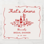 That's Amore イタリアン手描きエンゲージメント ブライダルシャワー スパークリングワインラベル (シングルラベル)