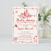 That's Amore イタリアン手描きエンゲージメント ブライダルシャワー 招待状 (スタンド正面)