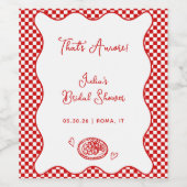 That's Amore! イタリアン ブライダルシャワー レッド チェック ワインラベル (シングルラベル)