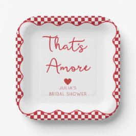 "That's Amore" イタリアン ブライダルシャワー 赤チェック ペーパープレート