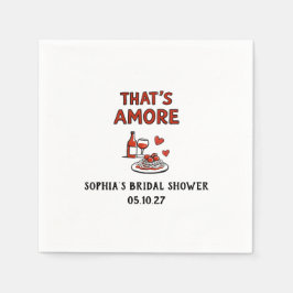 That's Amore イタリアン ブライダル シャワー ホワイト ワイルド レッド スタンダードカクテルナプキン