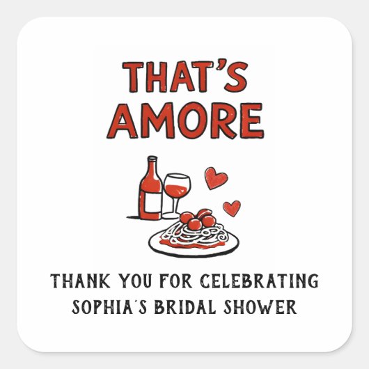 That's Amore イタリアン ブライダル シャワー ホワイト ワイル(赤) スクエアシール (正面)