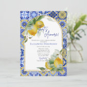 That's Amore イタリアン ブルー タイル レモン ブライダル シャワー 招待状 (スタンド正面)