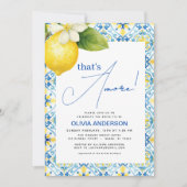 That's Amore イタリアン レモン ブルー タイル ブライズシャワー 招待状 (正面)
