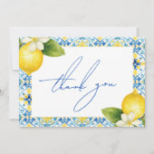 That's Amore イタリアン レモン ブルー タイル ブライダル シャワー サンキューカード (正面)