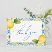 That's Amore イタリアン レモン ブルー タイル ブライダル シャワー サンキューカード (スタンド正面)