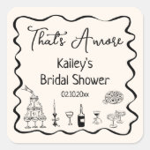 That's Amore ウェディングシャワーのための黒い手描きデザイン スクエアシール (正面)