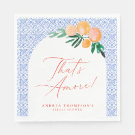 That's Amore オレンジ イタリアン ブルー ブライダル シャワー スタンダードランチョンナプキン