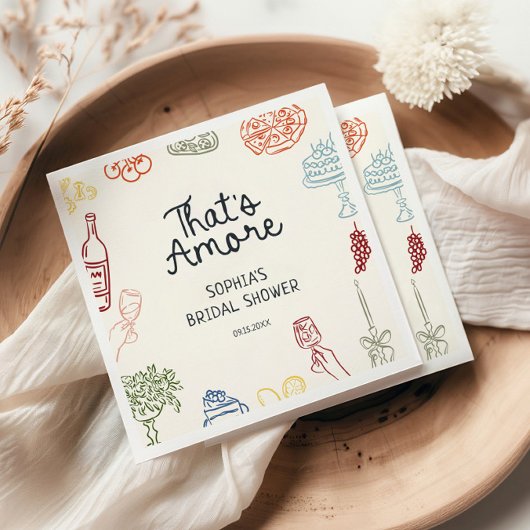 That's Amore カラフルイラスト ブライダルシャワー スタンダードカクテルナプキン