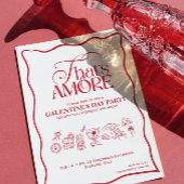 “That's Amore” ガールズラブ 赤 パーティー招待状 招待状