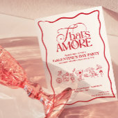 “That's Amore” ガールズラブ 赤 パーティー招待状 招待状