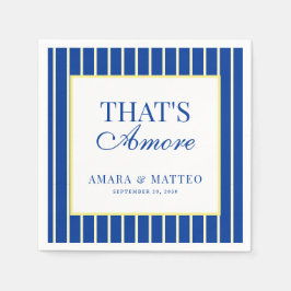 That's Amore ストライプ ブルー&イエロー ウェディング スタンダードカクテルナプキン