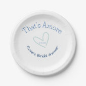 THATS AMORE ブライダルシャワー 青いハート 名前 日付 SIM ペーパープレート (正面)