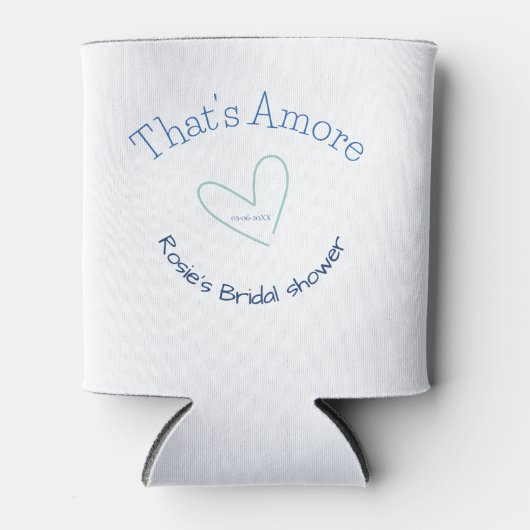 THATS AMORE ブライダルシャワー 青いハート 名前 日付 SIM 缶クーラー (正面)