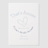 THATS AMORE ブライダルシャワー 青ハート 名前 日付 SIM ベラム紙招待状 (正面)