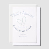 THATS AMORE ブライダルシャワー 青ハート 名前 日付 SIM ベラム紙招待状 (オフセット)