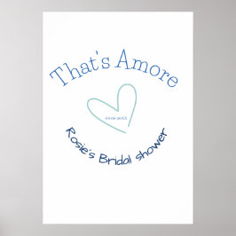 THATS AMORE ブライダルシャワー 青ハート 名前 日付 SIM ポスター