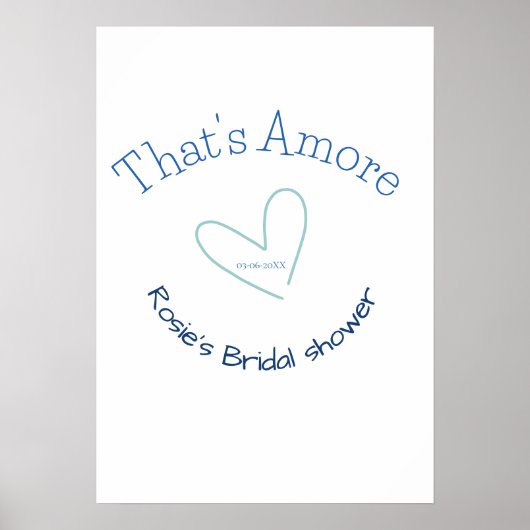 THATS AMORE ブライダルシャワー 青ハート 名前 日付 SIM ポスター (正面)
