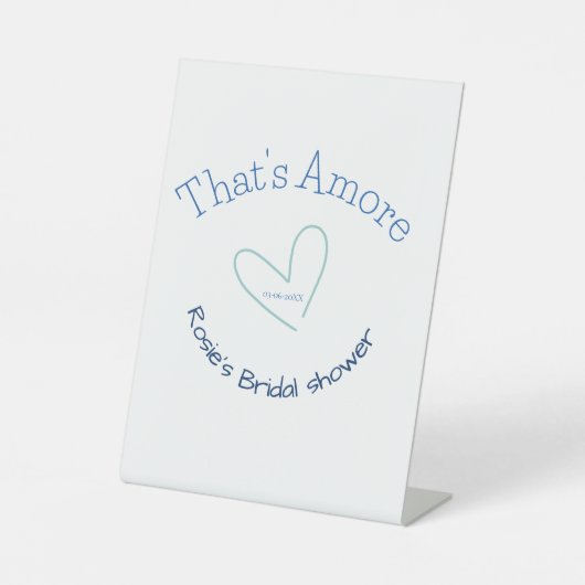 THATS AMORE ブライダルシャワー 青ハート 名前 日付 SIM 台座サイン (正面)