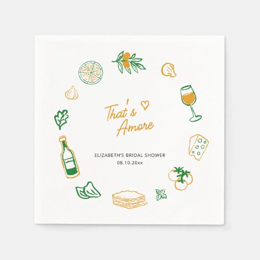That's Amore ラスティックイタリアンフード イエローグリーン スタンダードカクテルナプキン (正面)