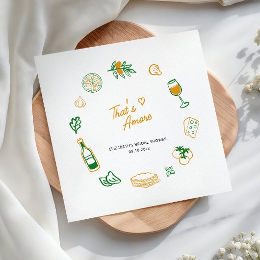 That's Amore ラスティックイタリアンフード イエローグリーン スタンダードカクテルナプキン