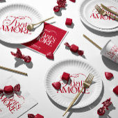 That's Amore レッドスクリプト ブライダルシャワー ペーパープレート